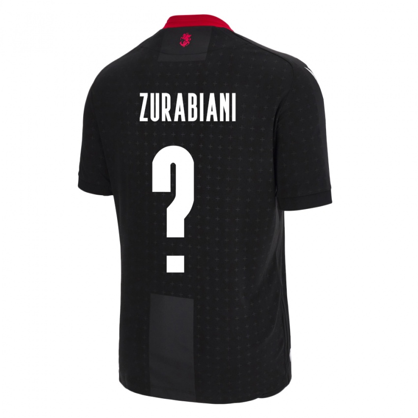 Bambino Maglia Georgia Davit Zurabiani #0 Nero Kit Gara Away 24-26 Maglietta