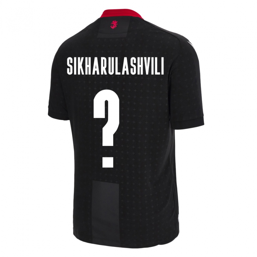 Bambino Maglia Georgia Nika Sikharulashvili #0 Nero Kit Gara Away 24-26 Maglietta