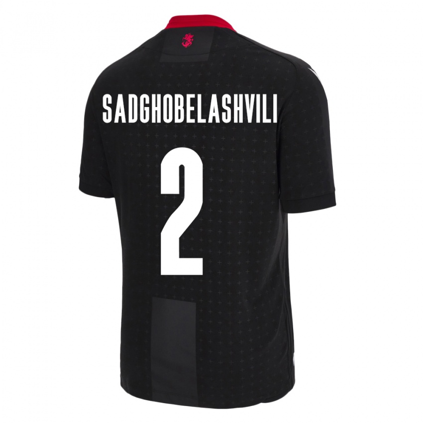 Bambino Maglia Georgia Gela Sadghobelashvili #2 Nero Kit Gara Away 24-26 Maglietta