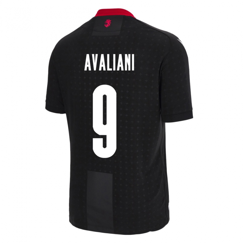 Bambino Maglia Georgia Aleksandre Avaliani #9 Nero Kit Gara Away 24-26 Maglietta