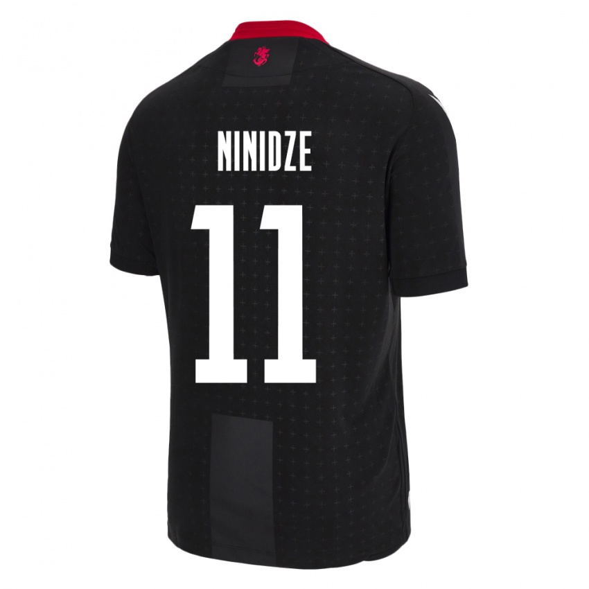 Bambino Maglia Georgia Nikoloz Ninidze #11 Nero Kit Gara Away 24-26 Maglietta