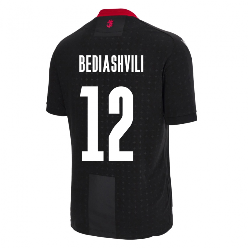 Bambino Maglia Georgia Giorgi Bediashvili #12 Nero Kit Gara Away 24-26 Maglietta