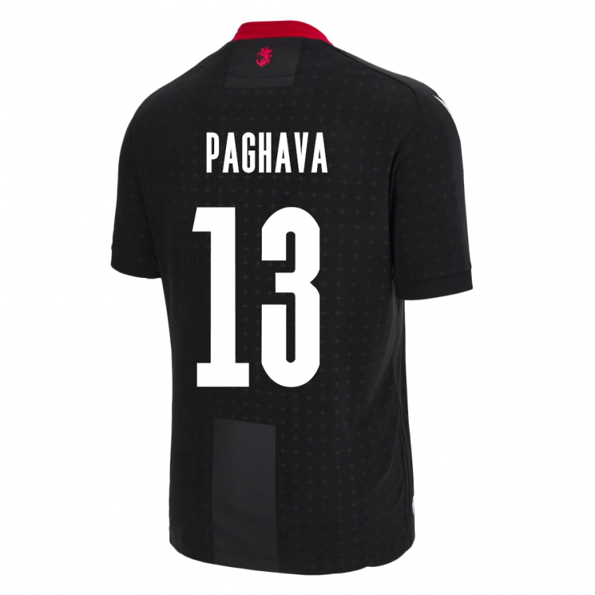 Bambino Maglia Georgia Davit Paghava #13 Nero Kit Gara Away 24-26 Maglietta