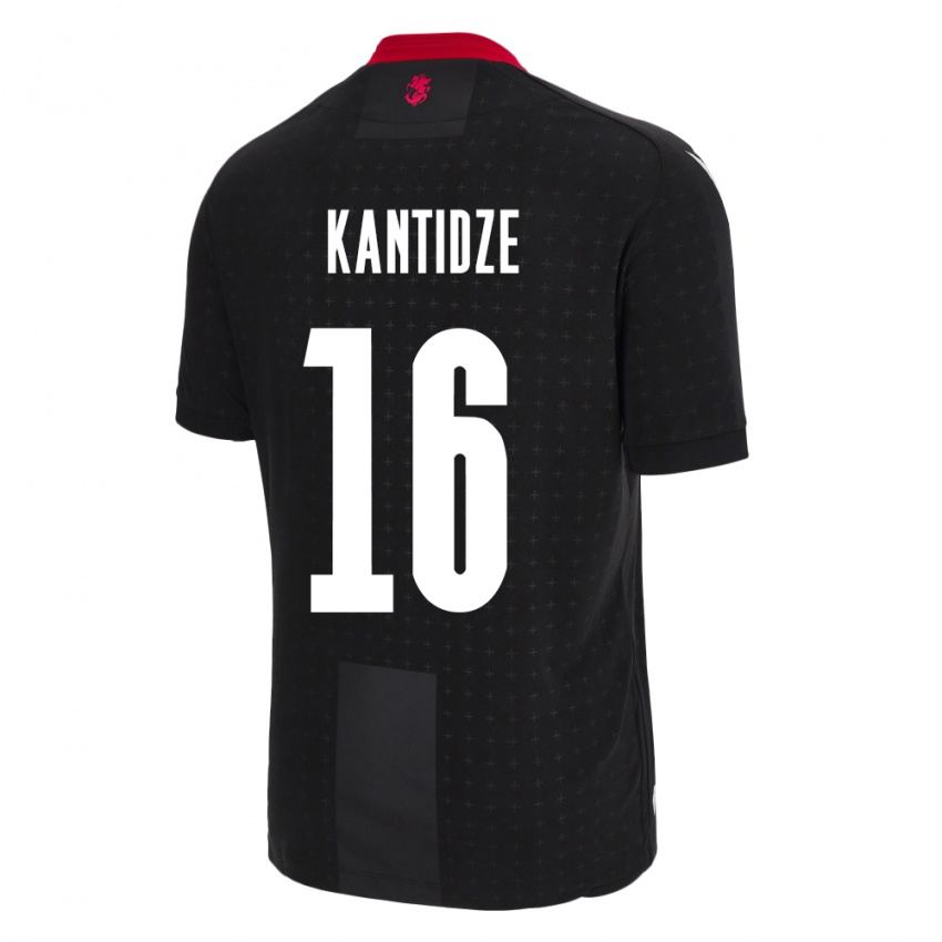 Bambino Maglia Georgia Nikoloz Kantidze #16 Nero Kit Gara Away 24-26 Maglietta