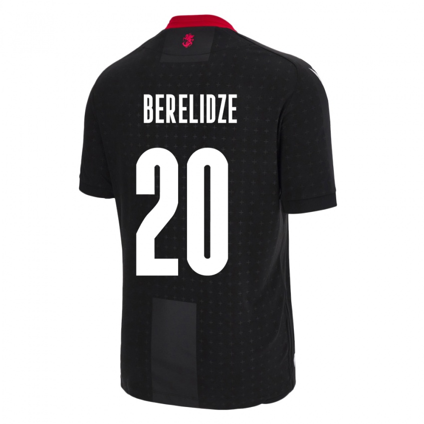 Bambino Maglia Georgia Tsotne Berelidze #20 Nero Kit Gara Away 24-26 Maglietta