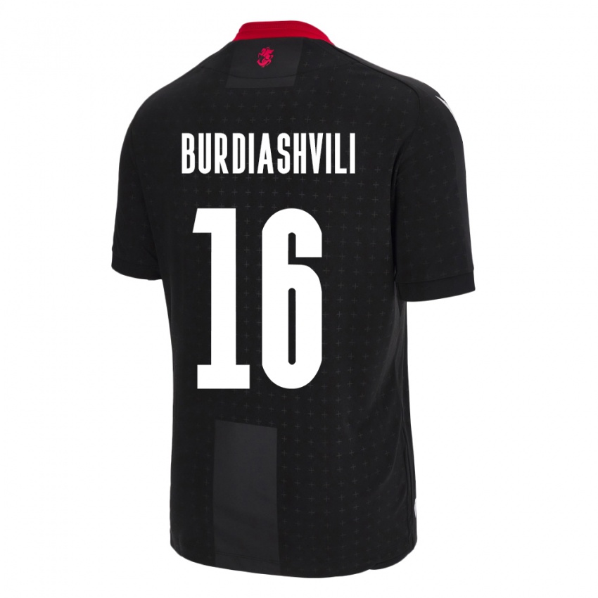 Bambino Maglia Georgia Beka Burdiashvili #16 Nero Kit Gara Away 24-26 Maglietta