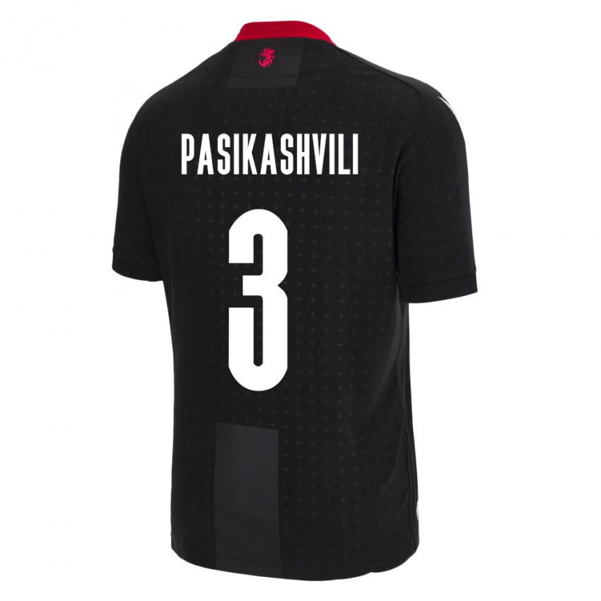 Bambino Maglia Georgia Nino Pasikashvili #3 Nero Kit Gara Away 24-26 Maglietta