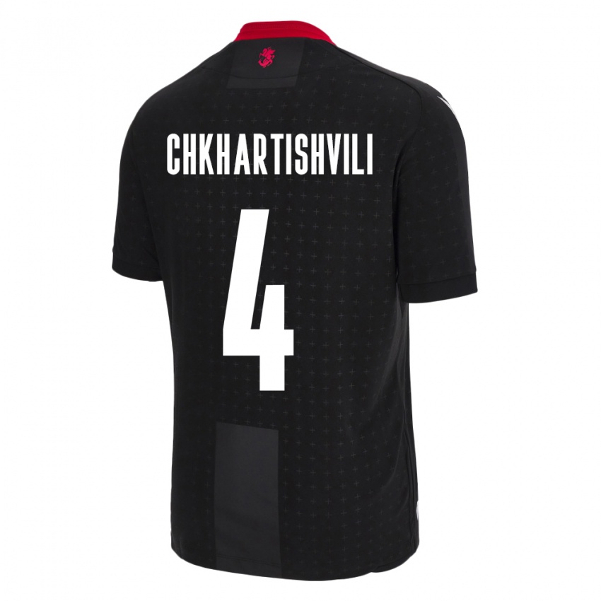 Bambino Maglia Georgia Nino Chkhartishvili #4 Nero Kit Gara Away 24-26 Maglietta