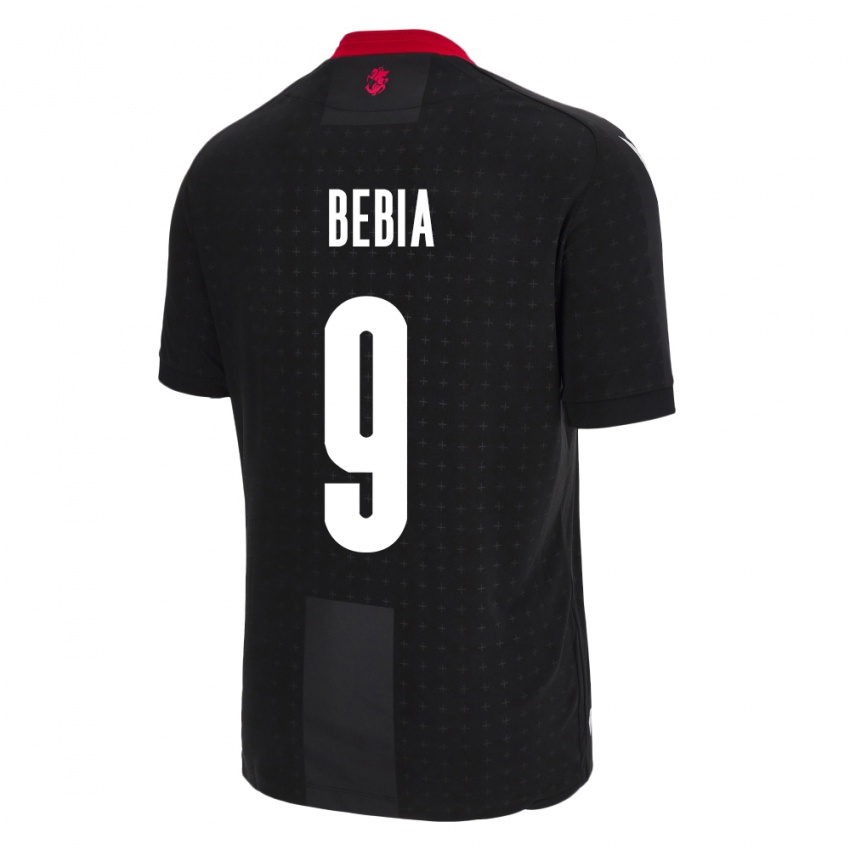 Bambino Maglia Georgia Maiko Bebia #9 Nero Kit Gara Away 24-26 Maglietta