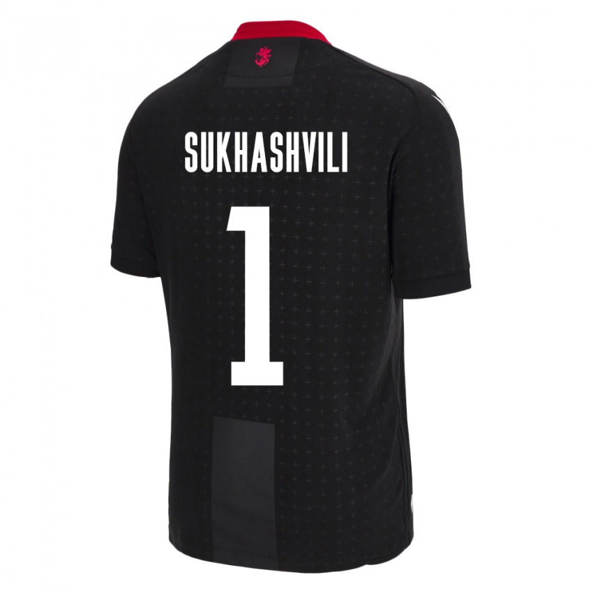 Bambino Maglia Georgia Teona Sukhashvili #1 Nero Kit Gara Away 24-26 Maglietta