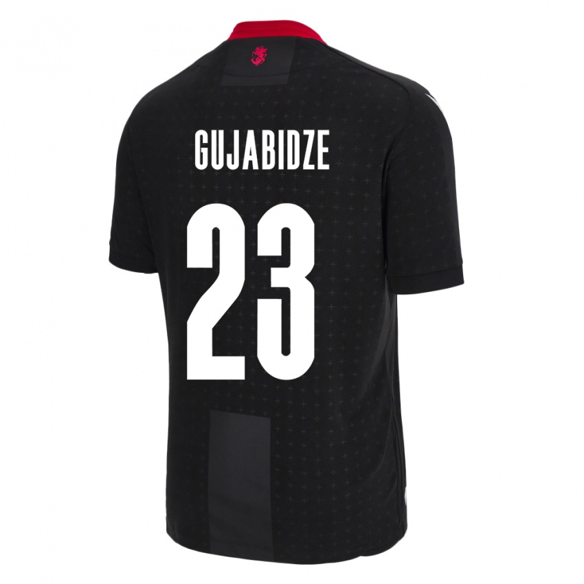 Bambino Maglia Georgia Nino Gujabidze #23 Nero Kit Gara Away 24-26 Maglietta