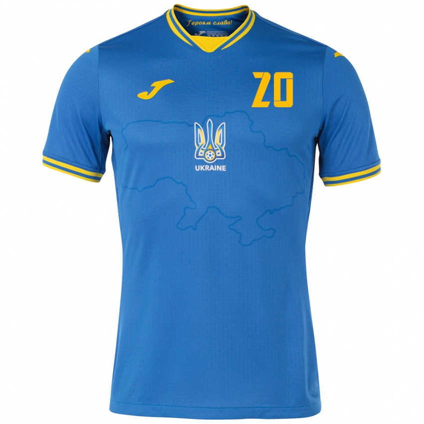 Bambino Maglia Ucraina Artem Ugrynchuk #20 Blu Kit Gara Away 24-26 Maglietta