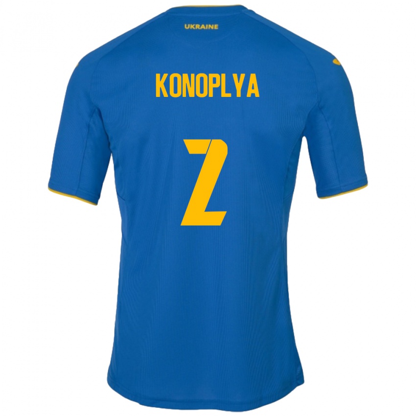 Bambino Maglia Ucraina Yukhym Konoplya #2 Blu Kit Gara Away 24-26 Maglietta