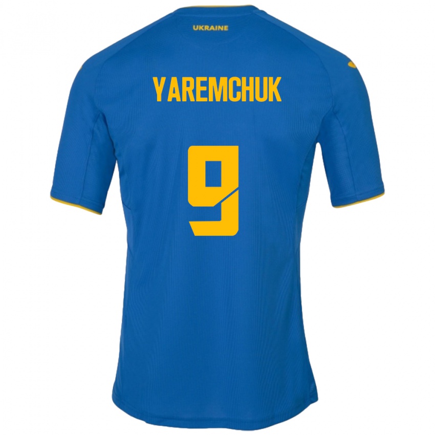 Bambino Maglia Ucraina Roman Yaremchuk #9 Blu Kit Gara Away 24-26 Maglietta