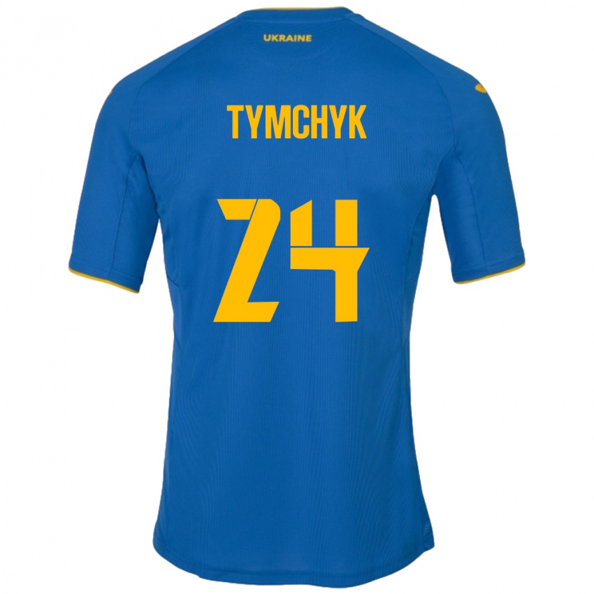 Bambino Maglia Ucraina Oleksandr Tymchyk #24 Blu Kit Gara Away 24-26 Maglietta