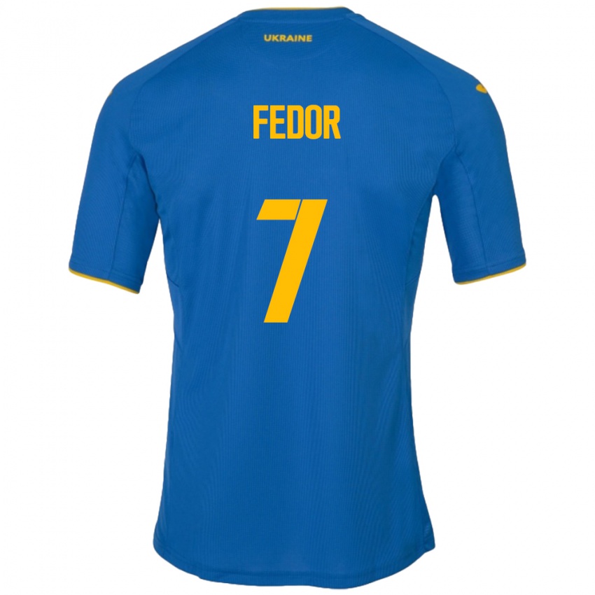 Bambino Maglia Ucraina Oleg Fedor #7 Blu Kit Gara Away 24-26 Maglietta