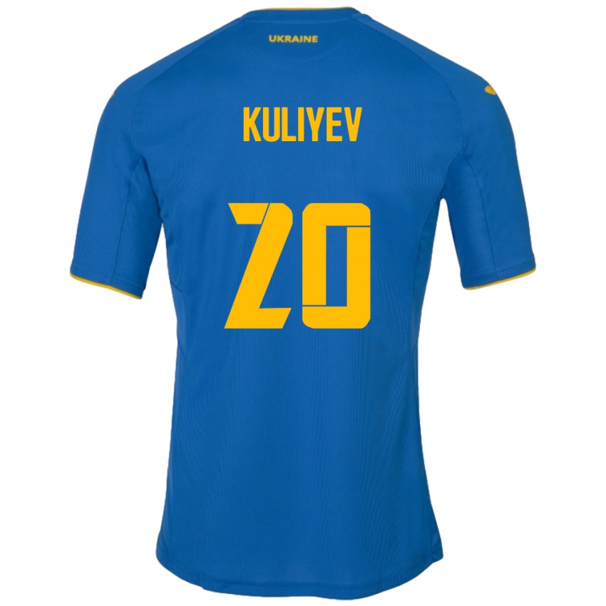 Bambino Maglia Ucraina Eldar Kuliyev #20 Blu Kit Gara Away 24-26 Maglietta