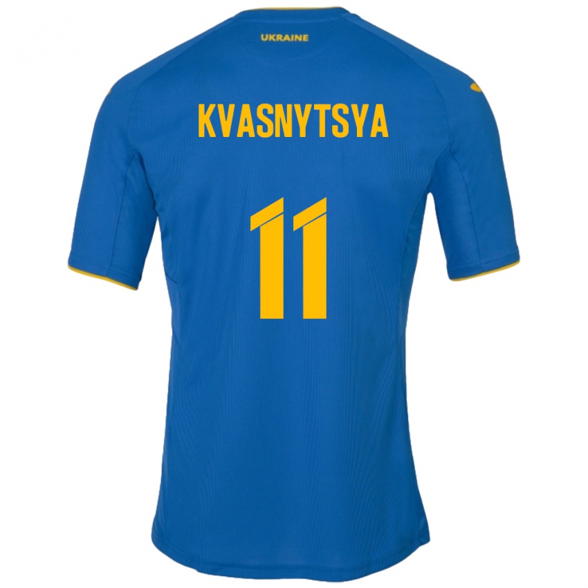 Bambino Maglia Ucraina Ilya Kvasnytsya #11 Blu Kit Gara Away 24-26 Maglietta