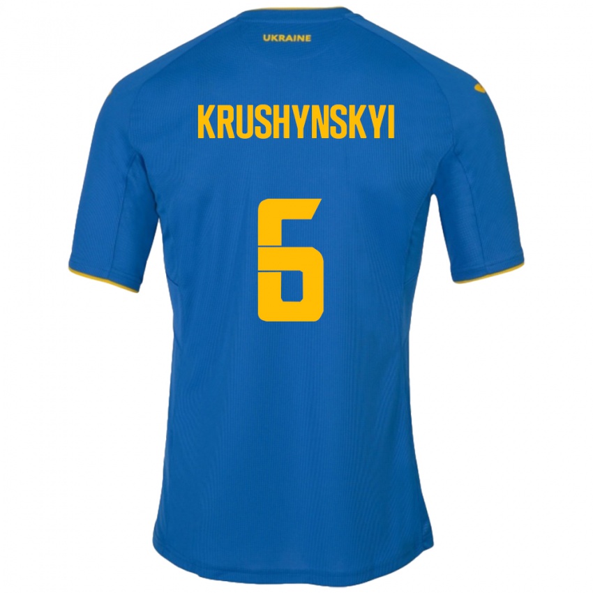 Bambino Maglia Ucraina Borys Krushynskyi #6 Blu Kit Gara Away 24-26 Maglietta