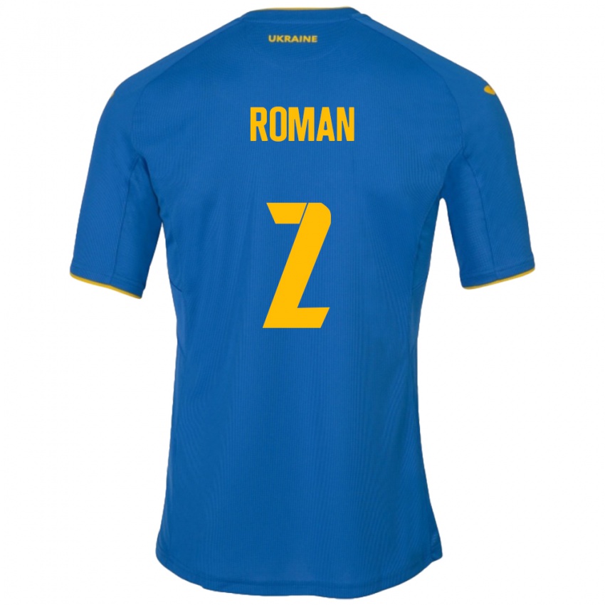 Bambino Maglia Ucraina Vitaliy Roman #2 Blu Kit Gara Away 24-26 Maglietta