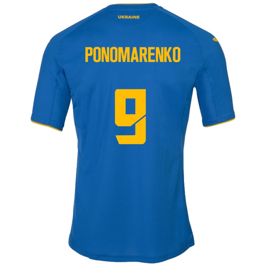 Bambino Maglia Ucraina Matviy Ponomarenko #9 Blu Kit Gara Away 24-26 Maglietta