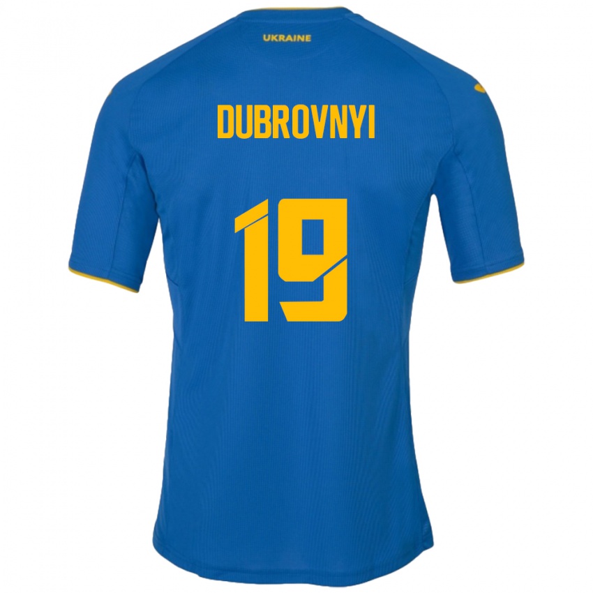 Bambino Maglia Ucraina Mykhaylo Dubrovnyi #19 Blu Kit Gara Away 24-26 Maglietta