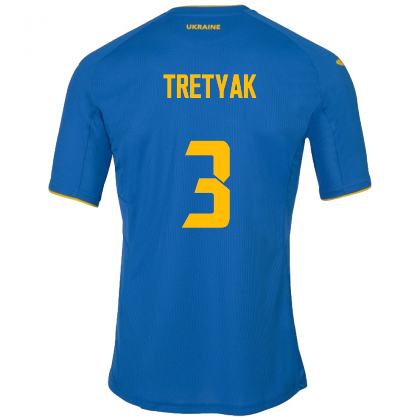 Bambino Maglia Ucraina Demyan Tretyak #3 Blu Kit Gara Away 24-26 Maglietta