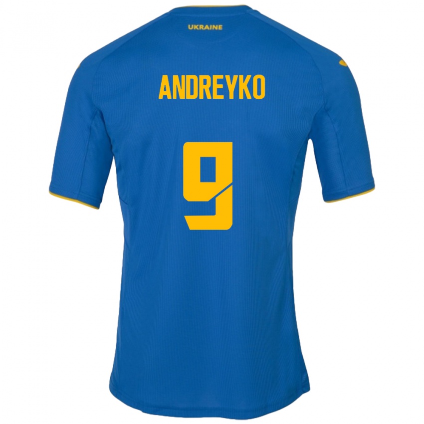 Bambino Maglia Ucraina Ivan Andreyko #9 Blu Kit Gara Away 24-26 Maglietta