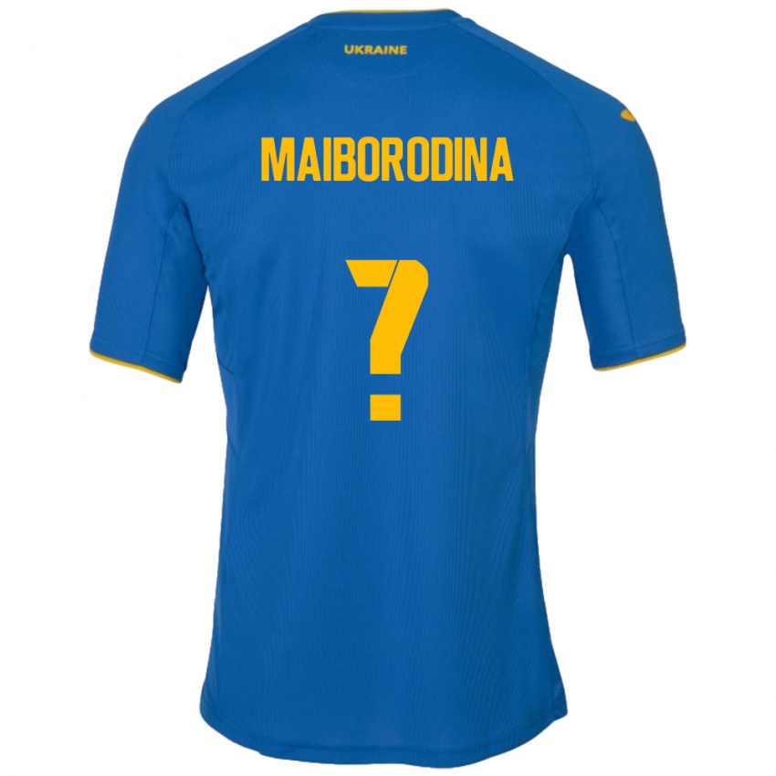 Bambino Maglia Ucraina Iryna Maiborodina #0 Blu Kit Gara Away 24-26 Maglietta