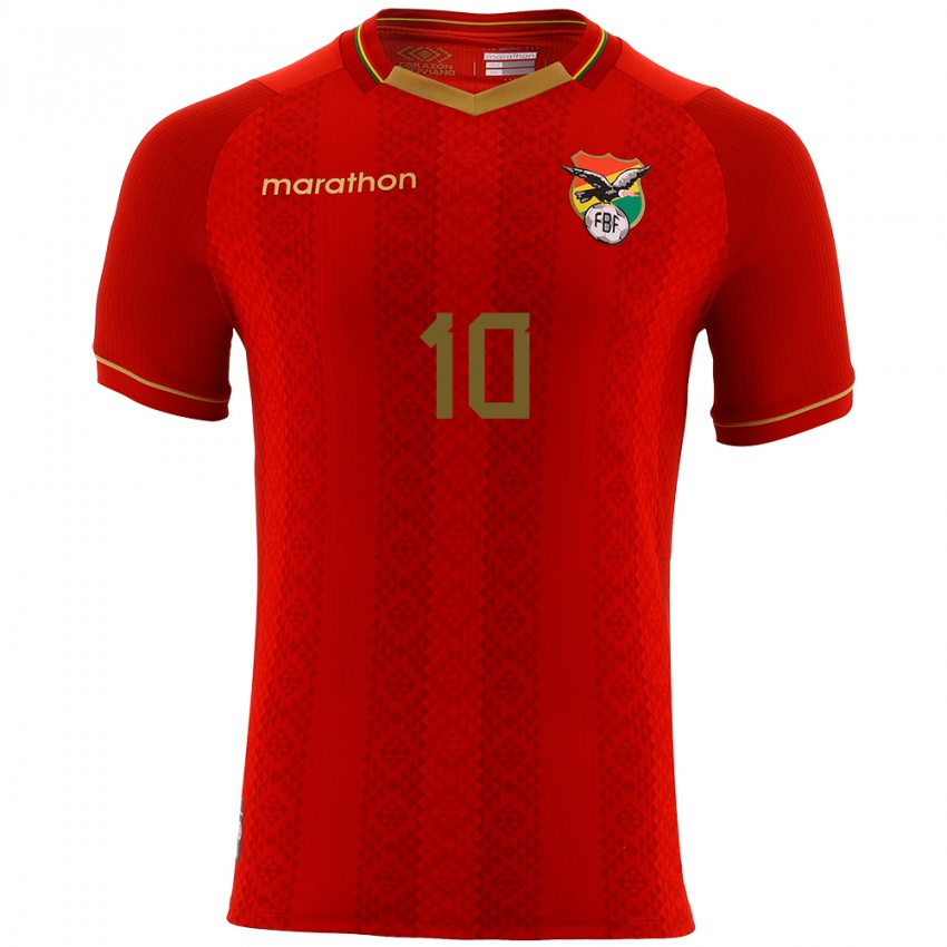 Bambino Maglia Bolivia Ramiro Vaca #10 Rosso Kit Gara Away 24-26 Maglietta