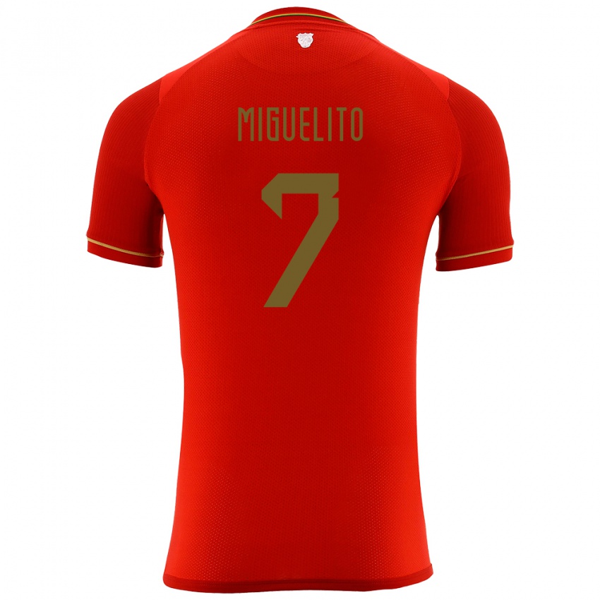 Bambino Maglia Bolivia Miguelito #7 Rosso Kit Gara Away 24-26 Maglietta