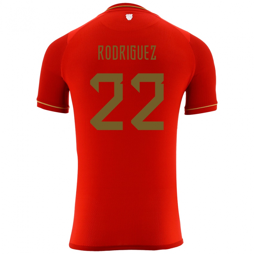 Bambino Maglia Bolivia Carlitos Rodriguez #22 Rosso Kit Gara Away 24-26 Maglietta