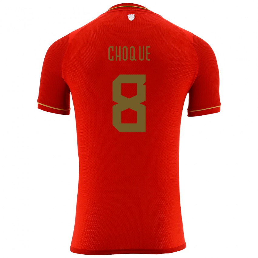 Bambino Maglia Bolivia Deybi Choque #8 Rosso Kit Gara Away 24-26 Maglietta