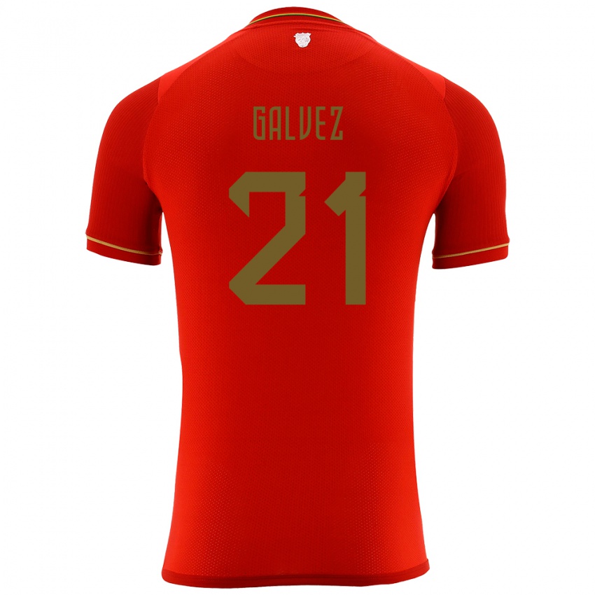 Bambino Maglia Bolivia Vladimir Galvez #21 Rosso Kit Gara Away 24-26 Maglietta