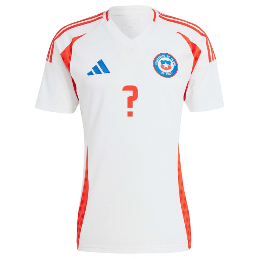 Bambino Maglia Cile Il Tuo Nome #0 Bianco Kit Gara Away 24-26 Maglietta