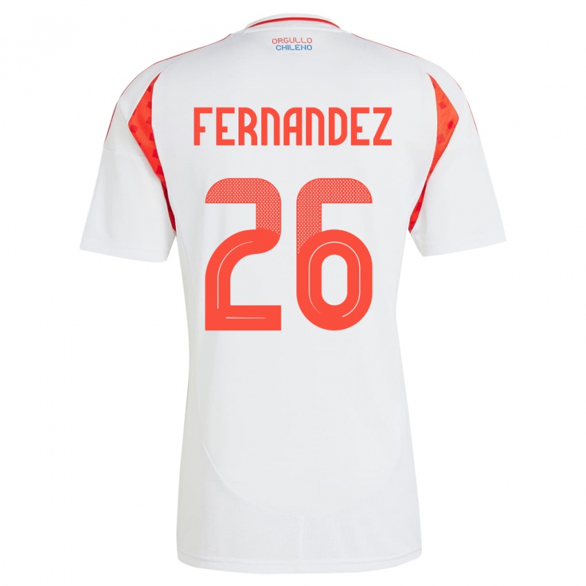 Bambino Maglia Cile Nicolás Fernández #26 Bianco Kit Gara Away 24-26 Maglietta