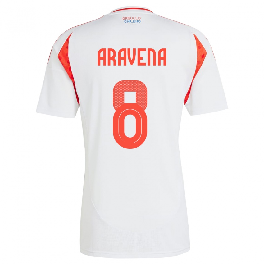 Bambino Maglia Cile Alexander Aravena #8 Bianco Kit Gara Away 24-26 Maglietta