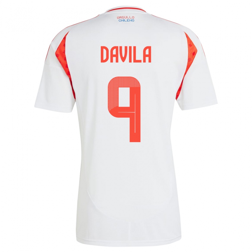 Bambino Maglia Cile Víctor Dávila #9 Bianco Kit Gara Away 24-26 Maglietta