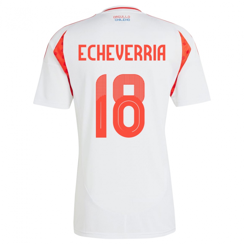 Bambino Maglia Cile Rodrigo Echeverría #18 Bianco Kit Gara Away 24-26 Maglietta