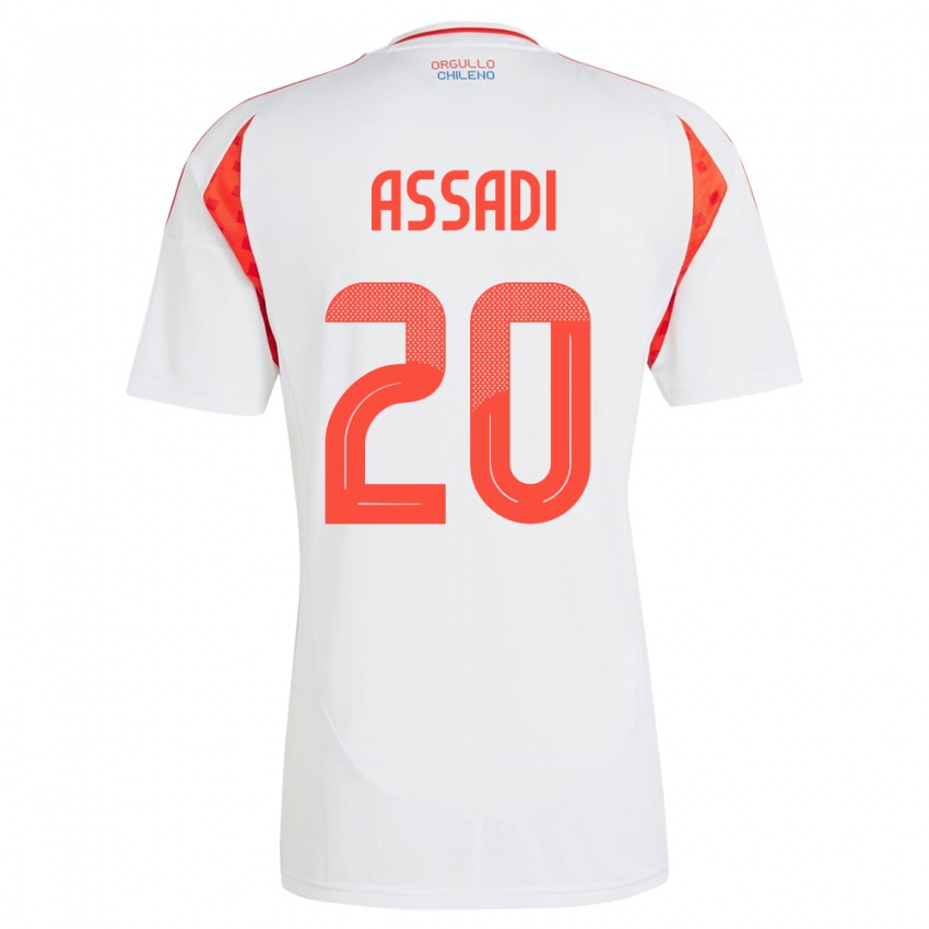 Bambino Maglia Cile Lucas Assadi #20 Bianco Kit Gara Away 24-26 Maglietta