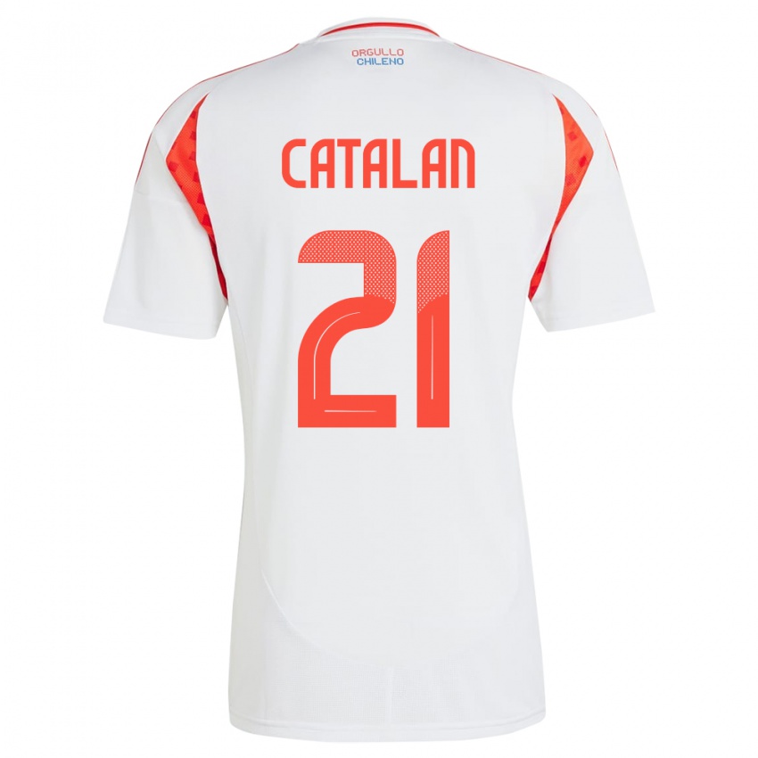 Bambino Maglia Cile Matías Catalán #21 Bianco Kit Gara Away 24-26 Maglietta