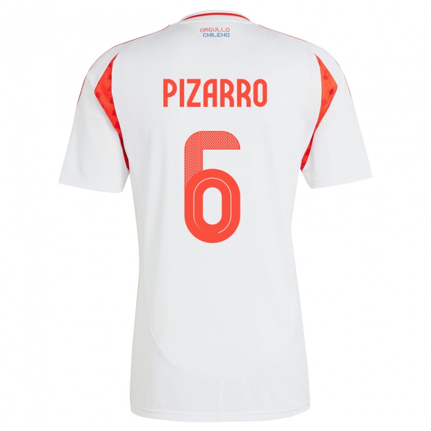 Bambino Maglia Cile Vicente Pizarro #6 Bianco Kit Gara Away 24-26 Maglietta