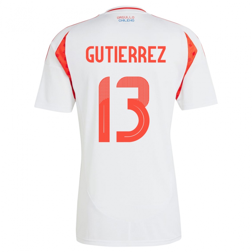 Bambino Maglia Cile Daniel Gutiérrez #13 Bianco Kit Gara Away 24-26 Maglietta