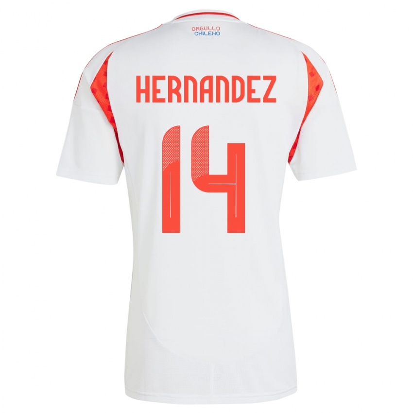 Bambino Maglia Cile Leandro Hernández #14 Bianco Kit Gara Away 24-26 Maglietta