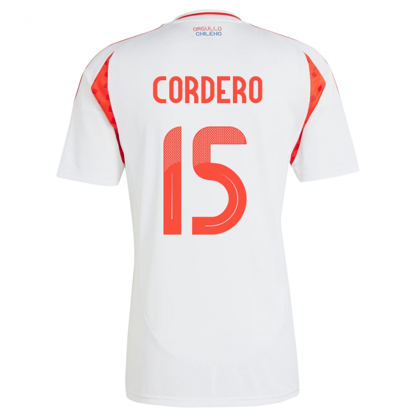 Bambino Maglia Cile Renato Cordero #15 Bianco Kit Gara Away 24-26 Maglietta