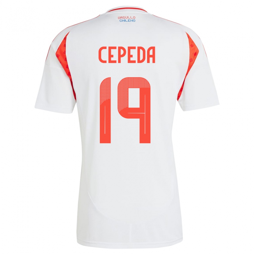 Bambino Maglia Cile Lucas Cepeda #19 Bianco Kit Gara Away 24-26 Maglietta