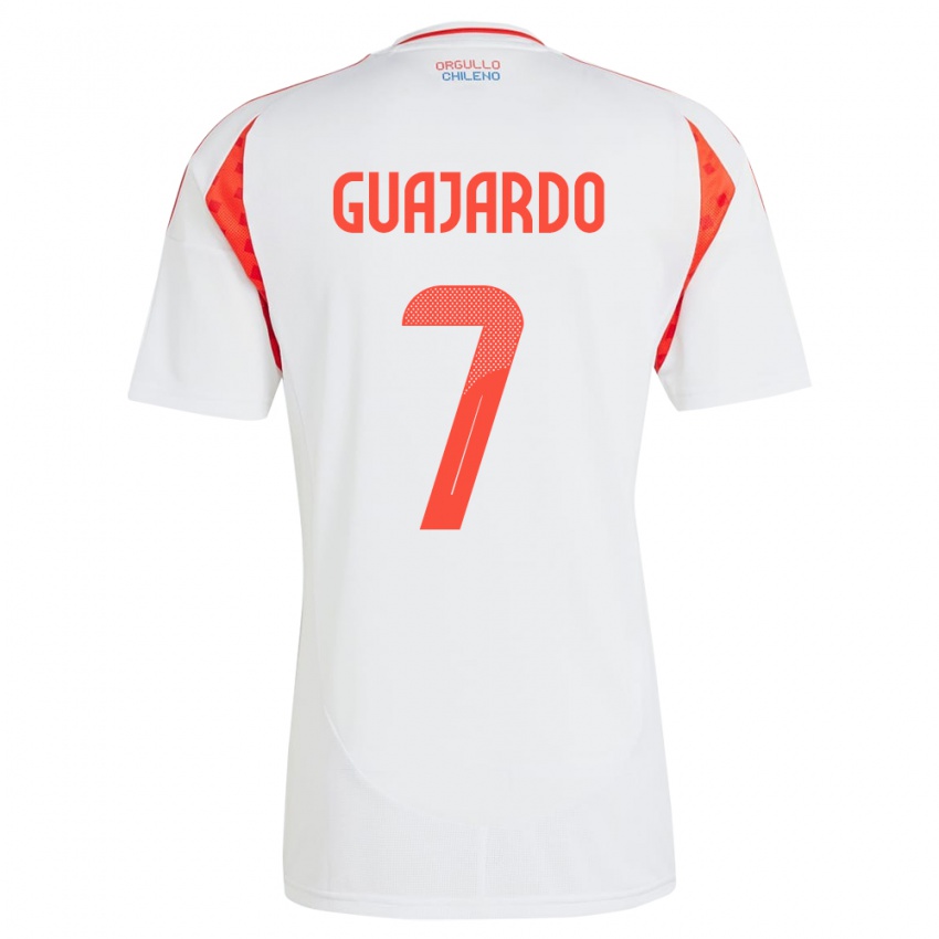 Bambino Maglia Cile Paolo Guajardo #7 Bianco Kit Gara Away 24-26 Maglietta