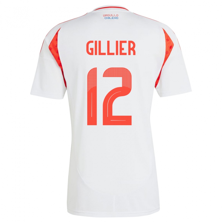 Bambino Maglia Cile Thomas Gillier #12 Bianco Kit Gara Away 24-26 Maglietta