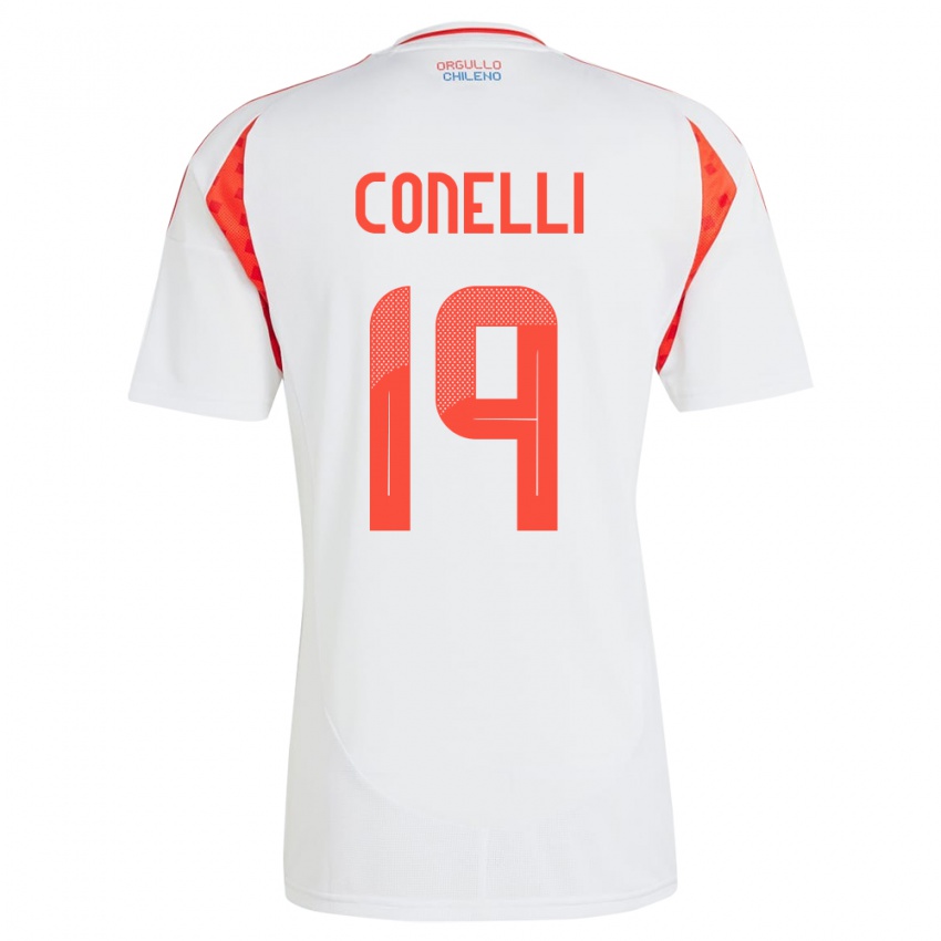 Bambino Maglia Cile Vicente Conelli #19 Bianco Kit Gara Away 24-26 Maglietta