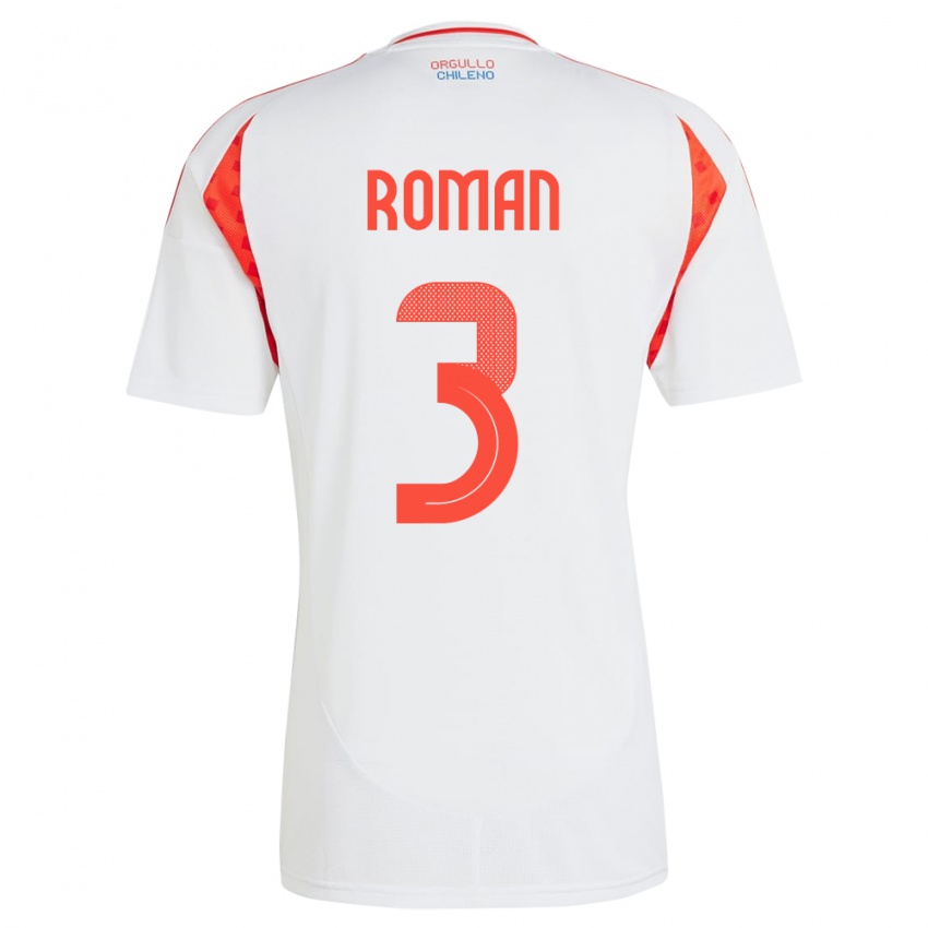 Bambino Maglia Cile Iván Román #3 Bianco Kit Gara Away 24-26 Maglietta